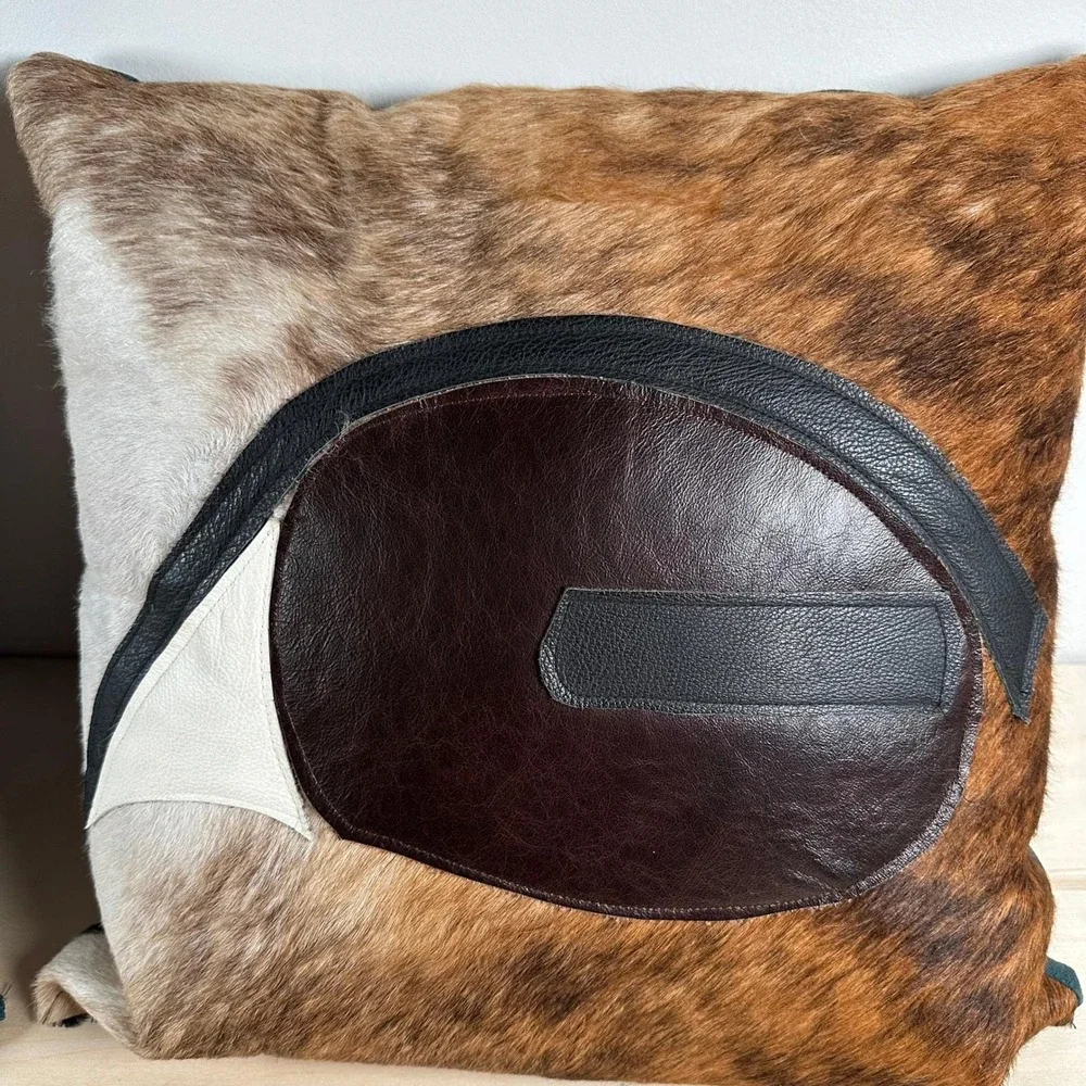Cow‎ Hair Leather Eye Pillows Accent Sofa Handmade Western Southwestern